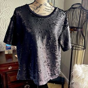 Socialite "Sequin V-Neck Top Black